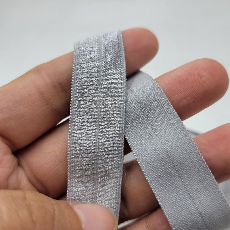 FAYADA Fold Over Elastic,5/8" Foldover FOE Trim Elastic Ribbon,Stretch FOE Band for Hair Ties Headbands Sewing Craft -5 Yards (Gray) - Image 4